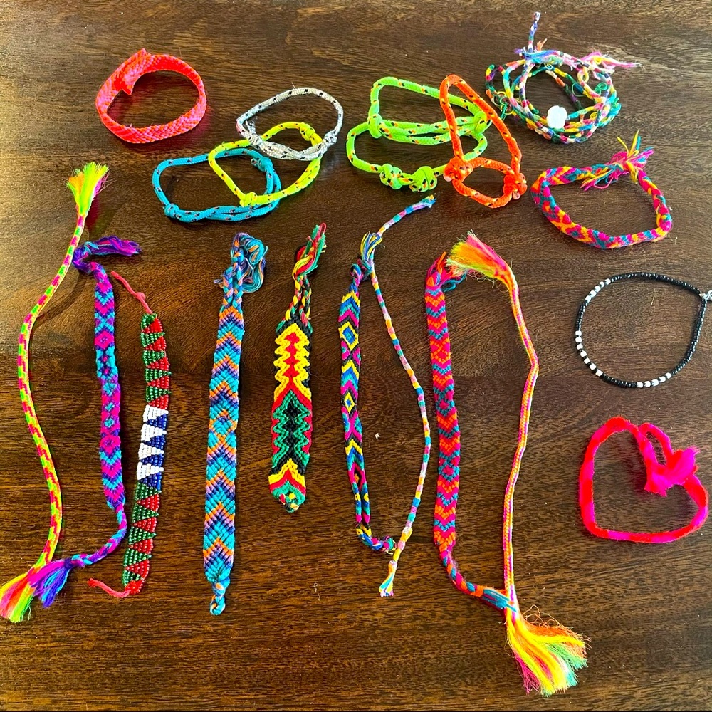 Collection of 90s Friendship Bracelets and Anklets